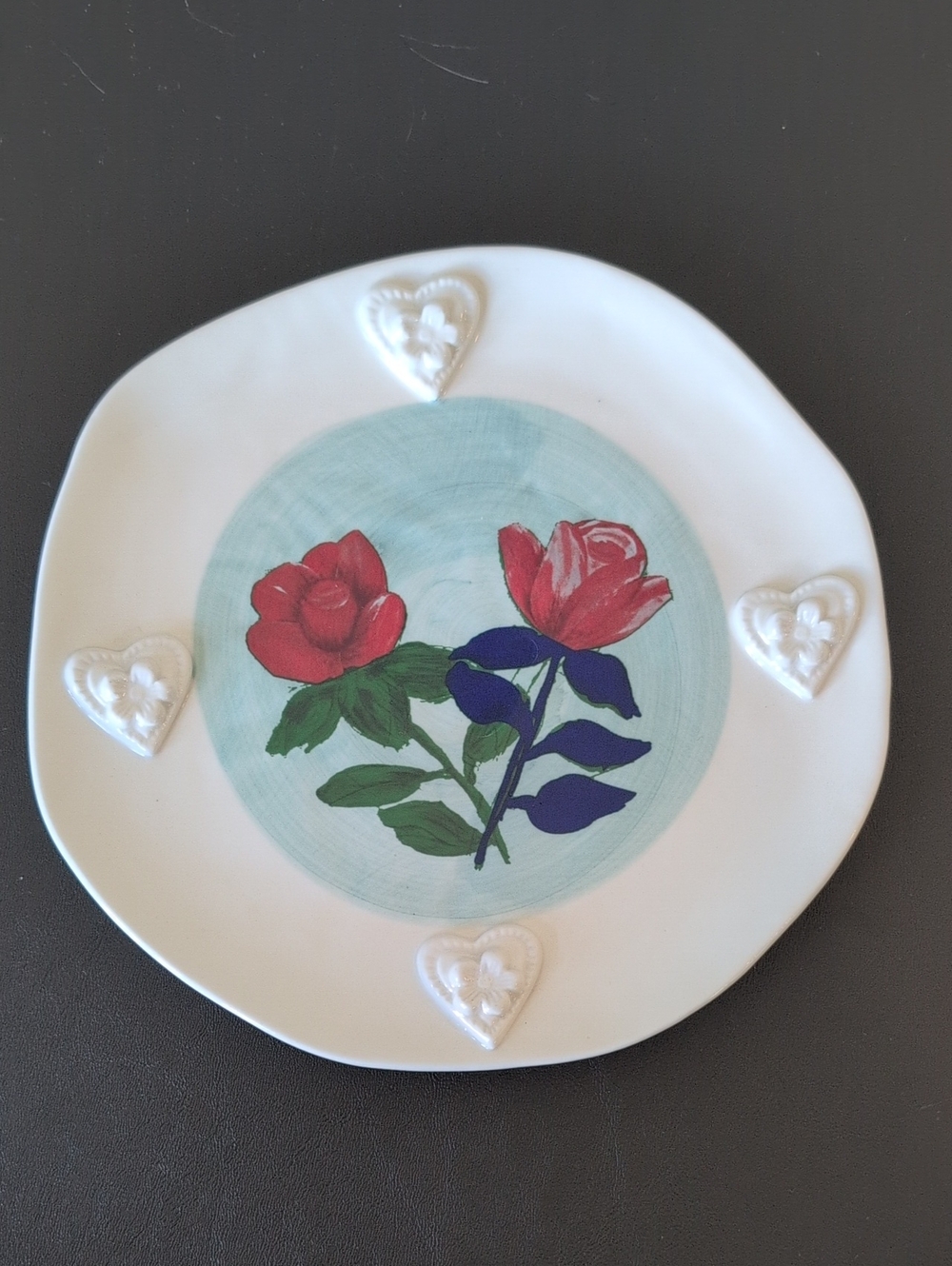 Anthropologie Francesca Kaye Hand Painted Stoneware Dessert Plate. 8.75" X 8.5"